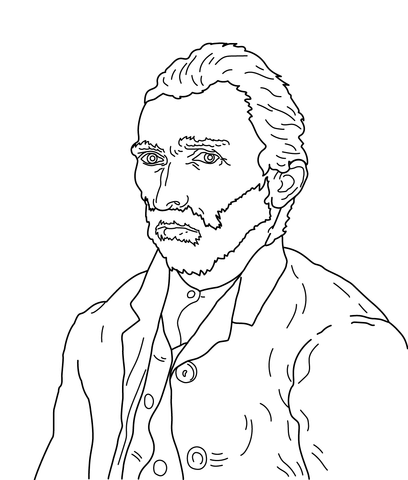 Self Portrait By Vincent Van Gogh Coloring Page